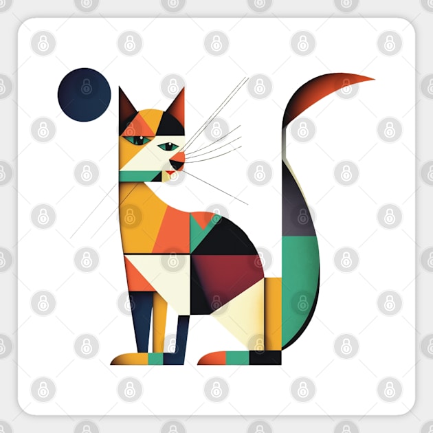 Geometric Cats Colorful Abstract Design Magnet by PlayfulPrints